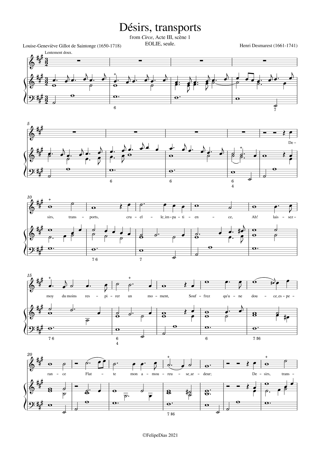 Désirs transports (Vocal score/Piano reduction) (arr. Early Music Scores)