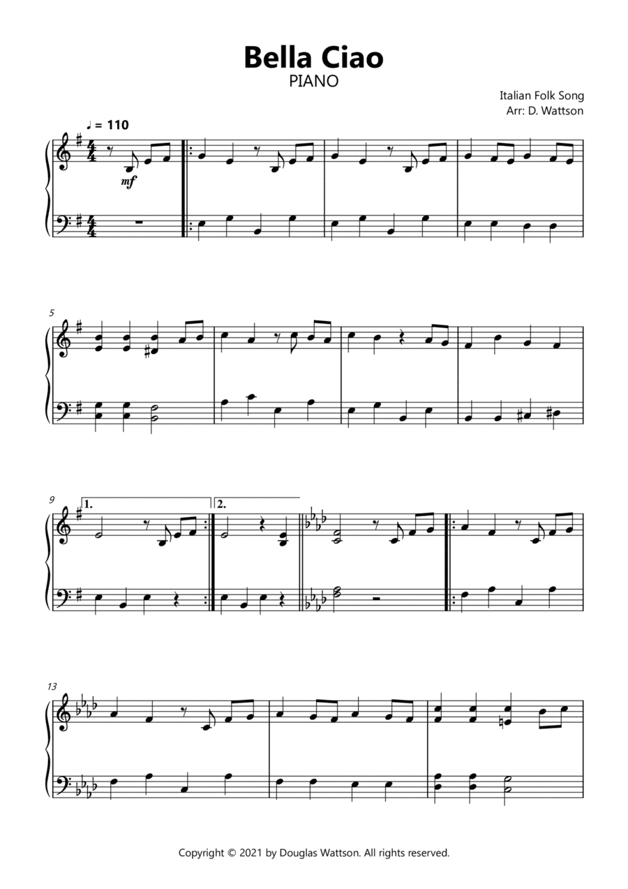 Bella Ciao (arr. Douglas Wattson)