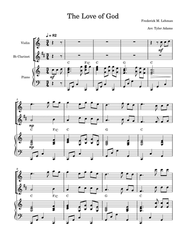The Love Of God (Violin and Clarinet Duet with Piano) (arr. Tyler Adams)