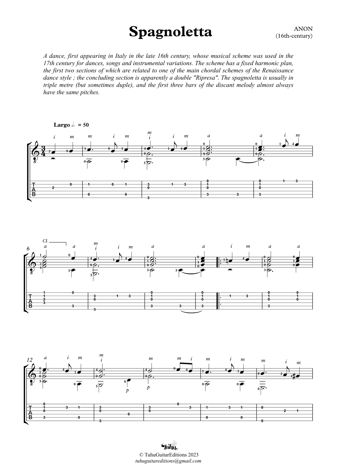Spagnoletta (arr. Pedro Rocha)