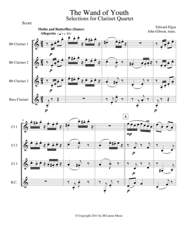 Wand of Youth Selections for clarinet quartet (arr. John Gibson)