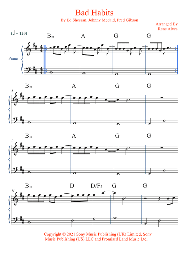 Bad Habits (arr. Rene Alves)