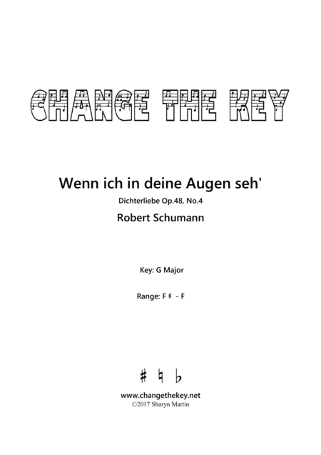 Wenn ich in deine Augen seh' - G Major (arr. Change the Key)