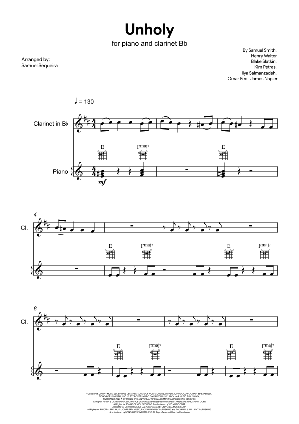 Unholy (arr. Samuel Sequeira)