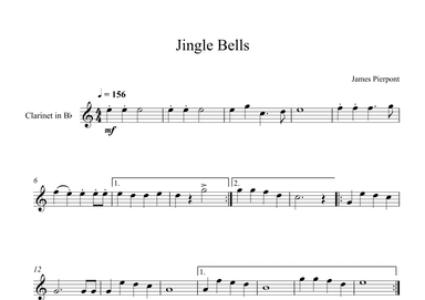 Jingle Bells, James Pierpont (Clarinet) (arr. Digital Book Music)