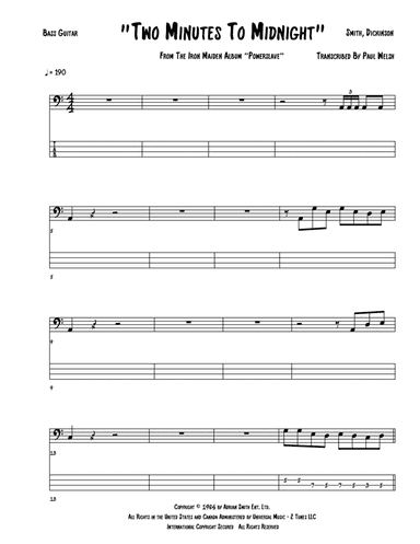 Two Minutes To Midnight (arr. Accubass)