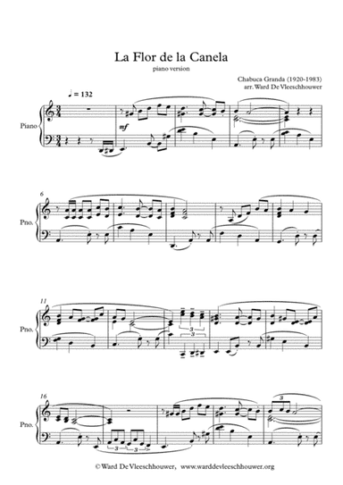 La Flor De La Canela (arr. Ward De Vleeschhouwer)
