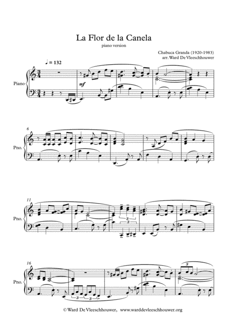 La Flor De La Canela (arr. Ward De Vleeschhouwer)
