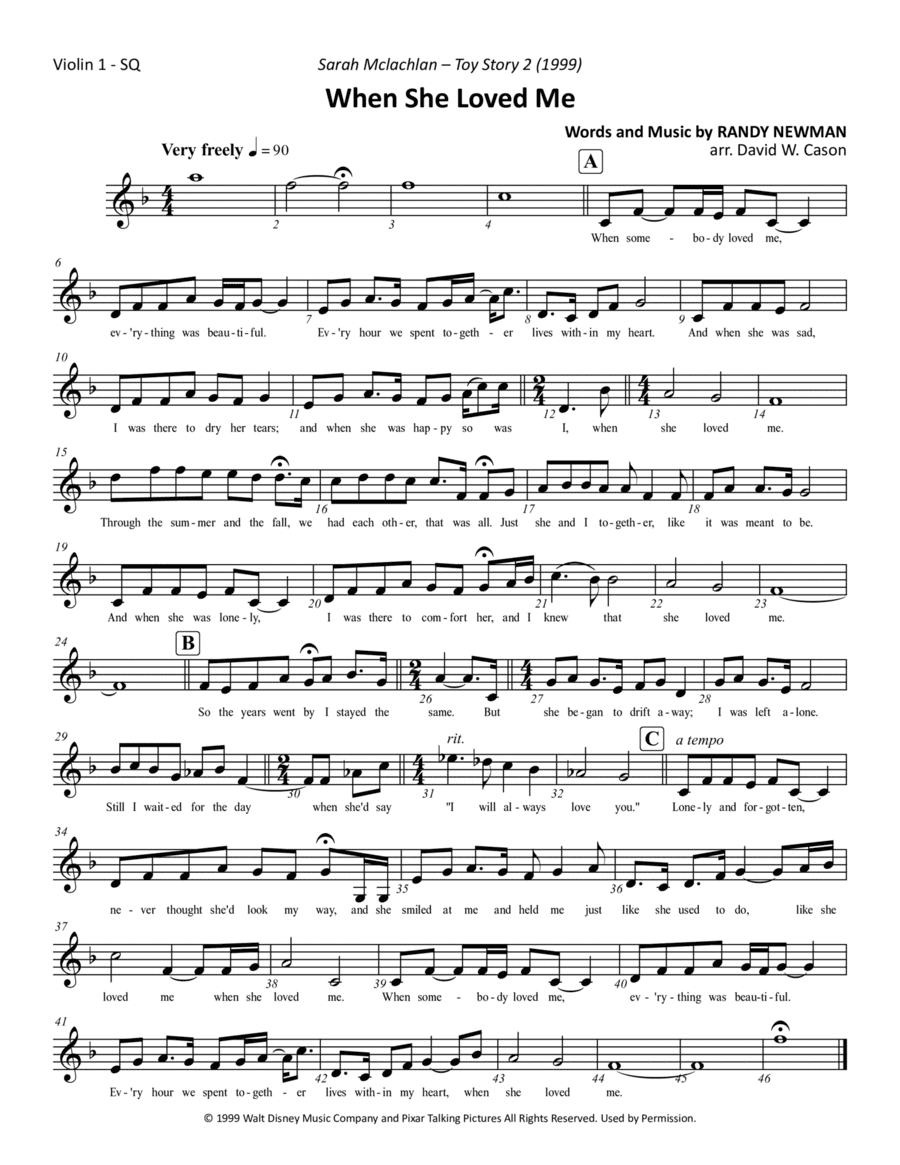 When She Loved Me (arr. David W. Cason)