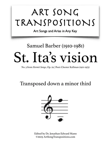 St. Ita's Vision, Op. 29, No. 3 (arr. ArtSongTranspositions.com)
