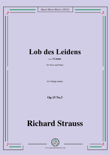 Richard Strauss-Lob des Leidens,in f sharp minor,Op.15 No.3 (arr. OSM Press)