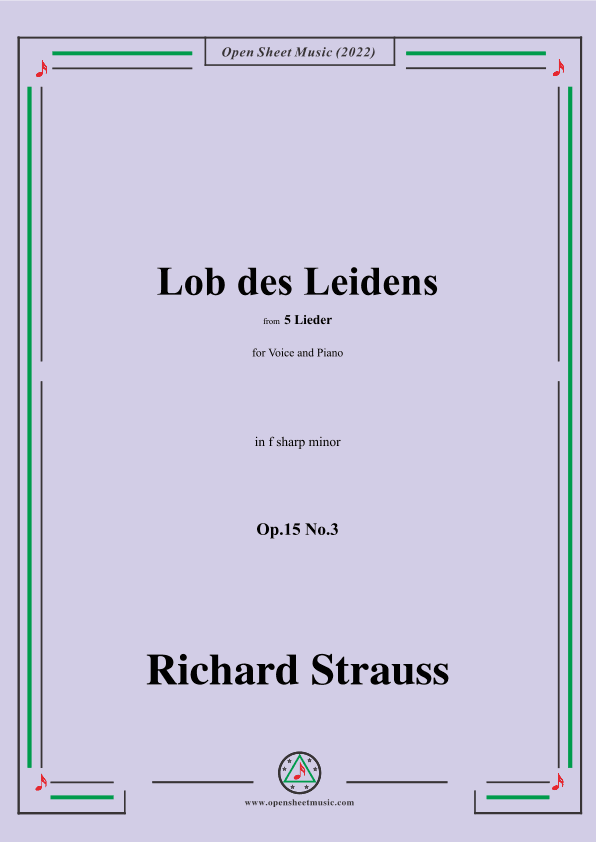 Richard Strauss-Lob des Leidens,in f sharp minor,Op.15 No.3 (arr. OSM Press)