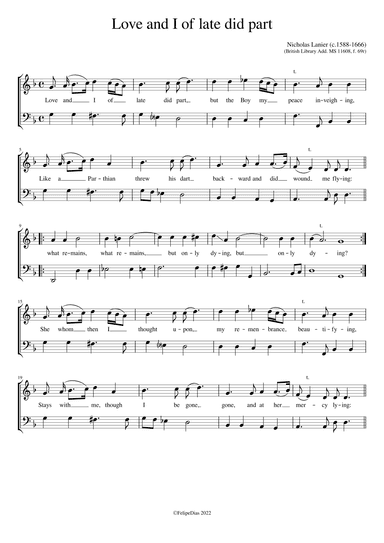 Love and I of late did part (arr. Early Music Scores)