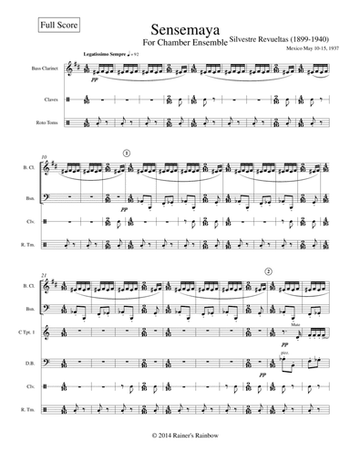 Revueltas 1938 Sensemayá canto para matar a una culebra for Chamber Ensemble (arr. R G Roth)