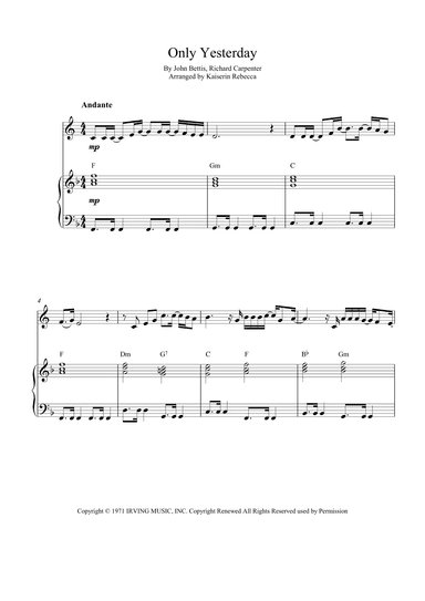 Only Yesterday (arr. Kaiserin Rebecca)