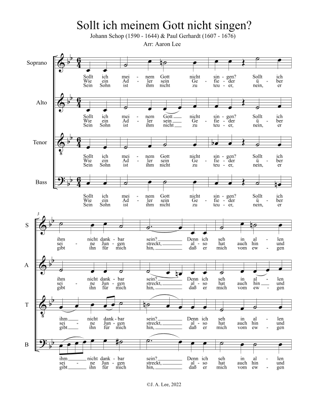 Sollt ich meinem Gott nicht singen? (SATB, a cappella)