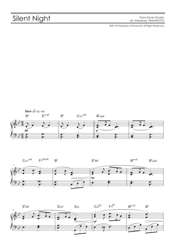 Silent Night [Piano solo / beginner / Christmas Music Arr.] (arr. Masakazu YAMAMOTO)