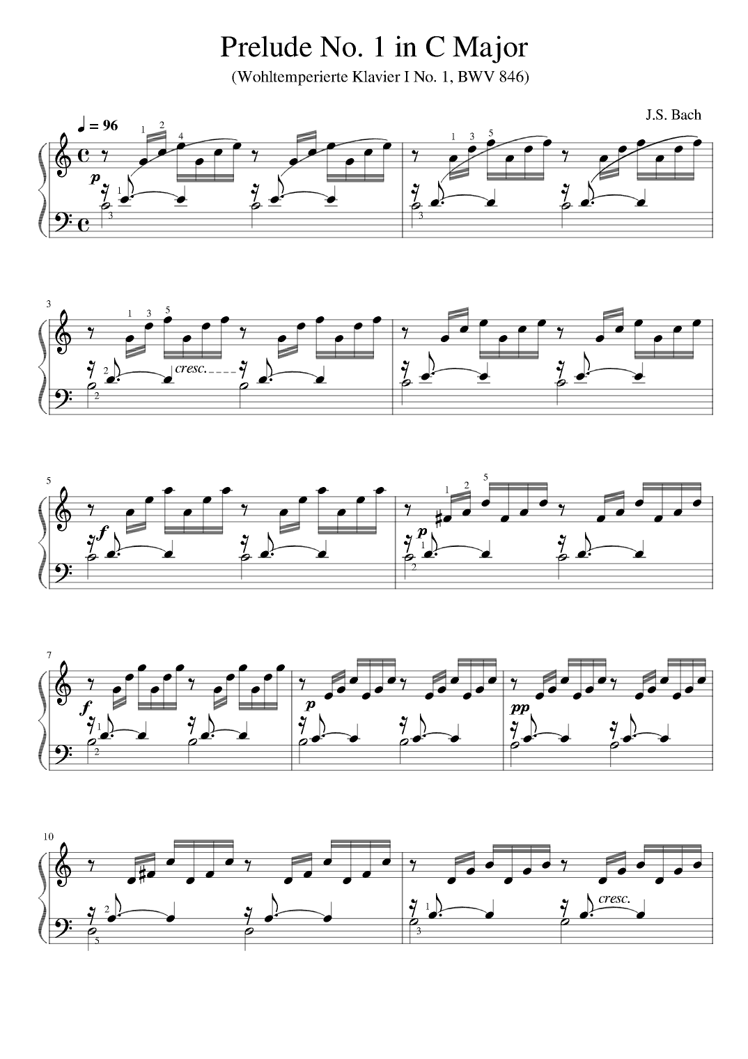 J.S. Bach - Prelude No. 1 in C Major (Wohltemperierte Klavier I No. 1, BWV 846) (arr. poon)