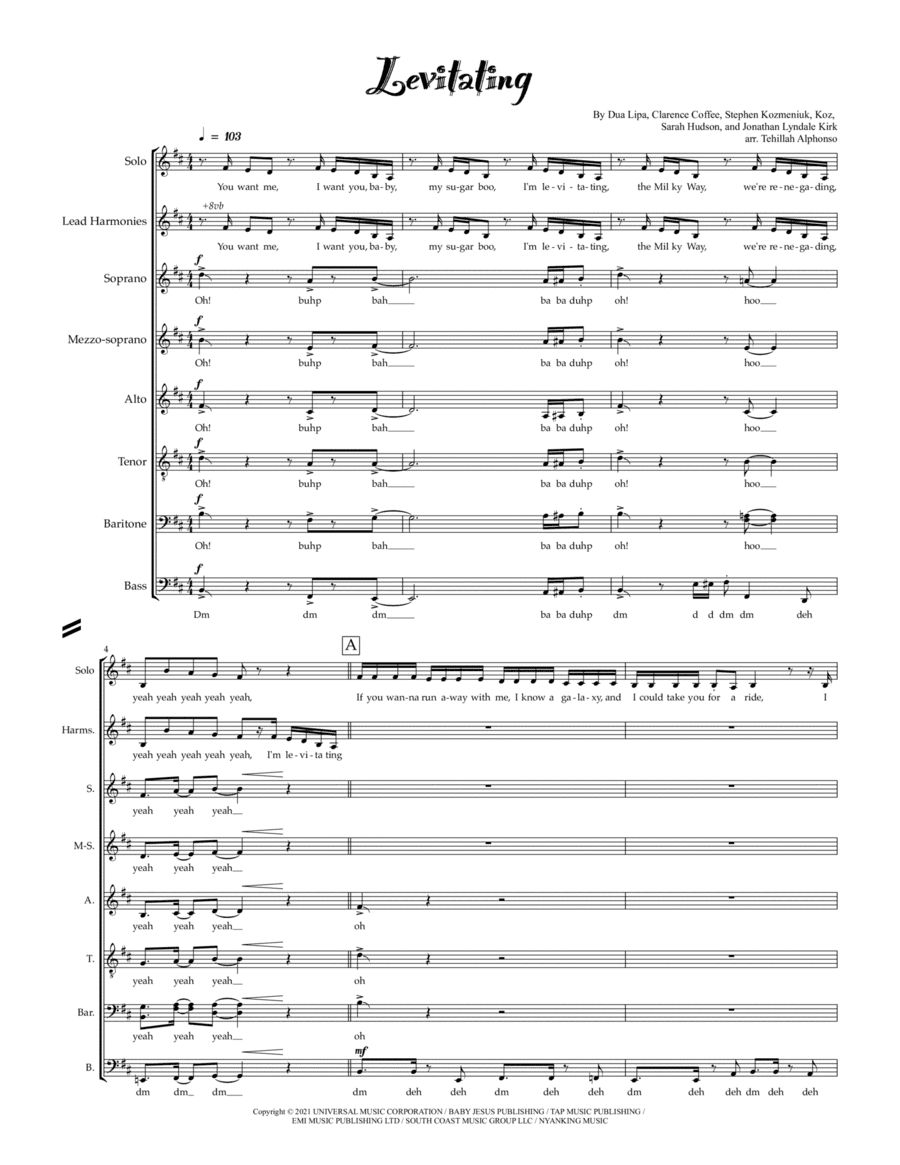 Levitating (feat. Dababy) (arr. Tehillah Alphonso)
