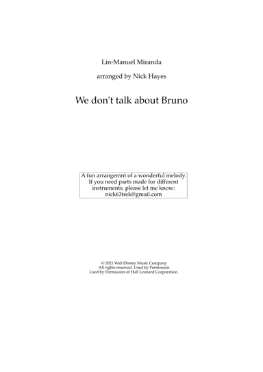 We Don't Talk About Bruno (arr. Nick Hayes)