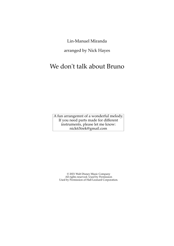 We Don't Talk About Bruno (arr. Nick Hayes)