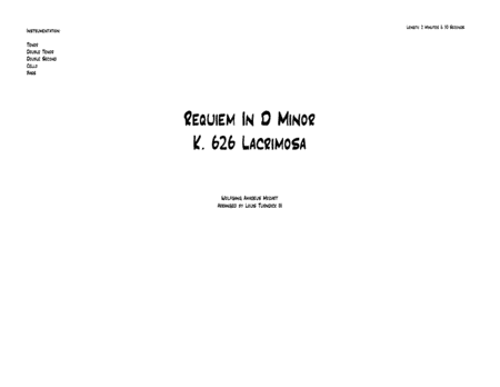 Requiem in D Minor K. 626 - Lacrimosa (arr. Louis Turndick III)