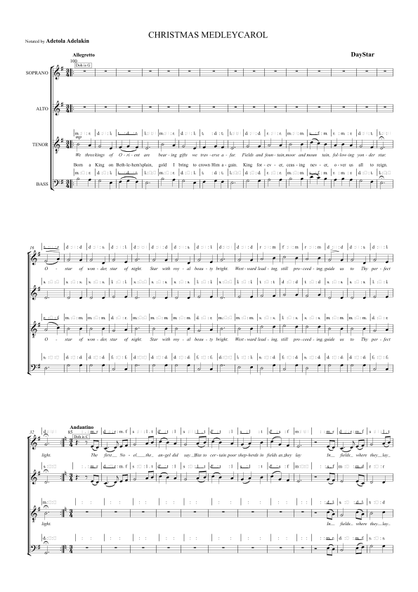 Christmas Carol Medley (arr. Daystar)