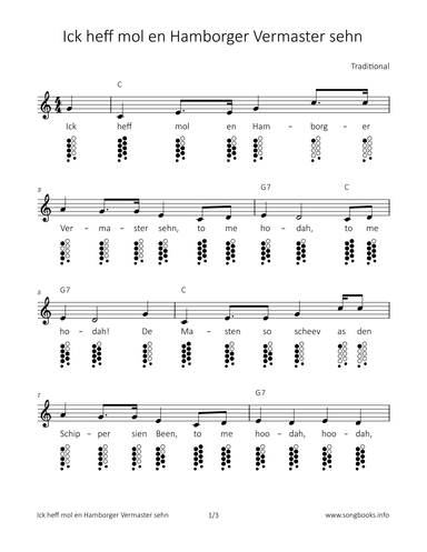 Ich heff mol en Hamborger Vermaster sehn (arr. songbooks.info)