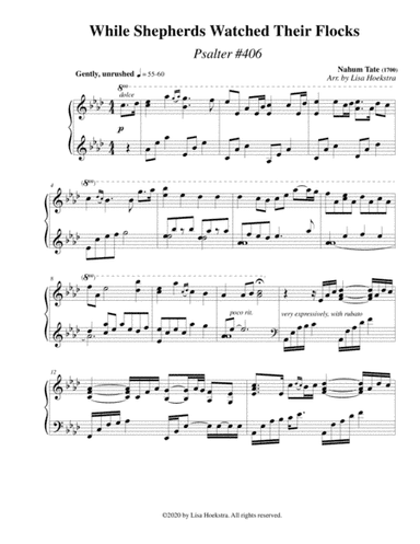 While Shepherds Watched Their Flocks (Psalter #406) (arr. Lisa Hoekstra)