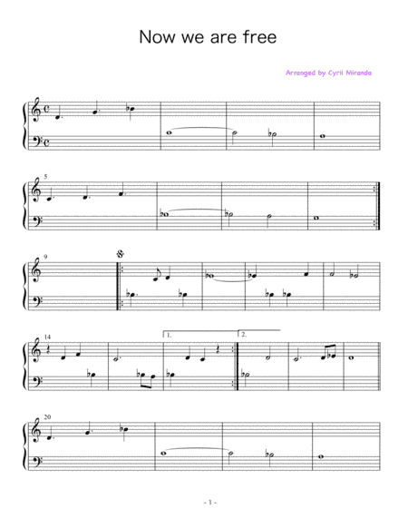 Now We Are Free (arr. Cyril Miranda)