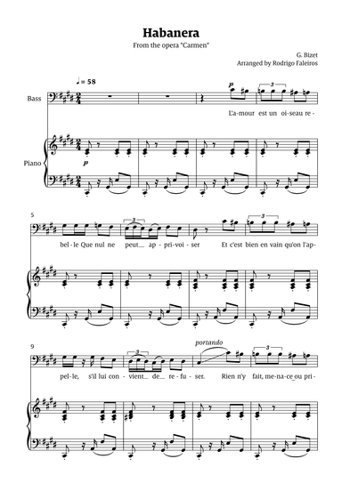 Habanera (for bass - C# minor/major) (arr. Rodrigo Faleiros)
