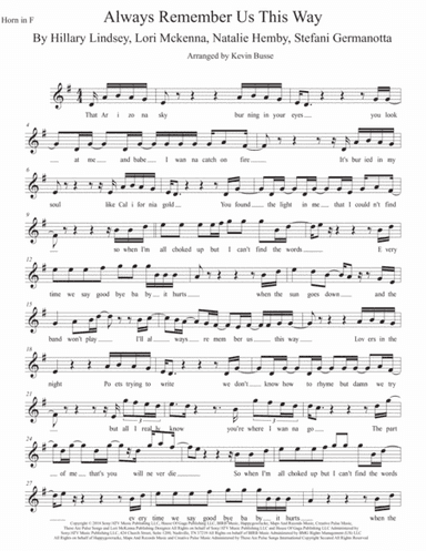 Always Remember Us This Way (arr. Kevin Busse)