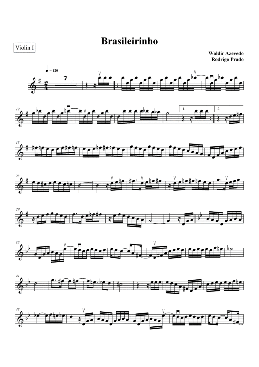 Brasileirinho for String quartet (arr. Rodrigo Prado)