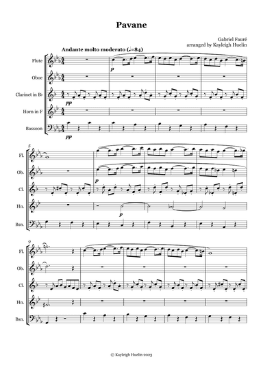 Pavane by Gabriel Faure - Wind quintet (arr. Kayleigh Huelin)