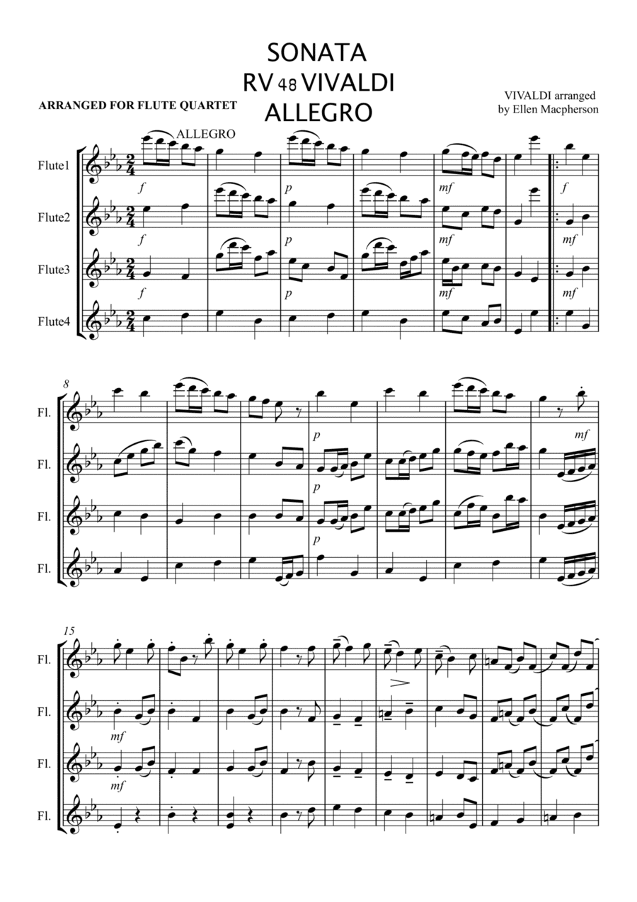 Flute Quartet - Allegro by Vivaldi (arr. Ellen Macpherson)