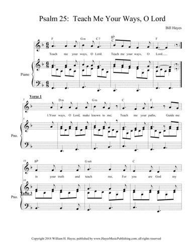 Psalm 25:  Teach Me Your Ways (Piano/Vocal)