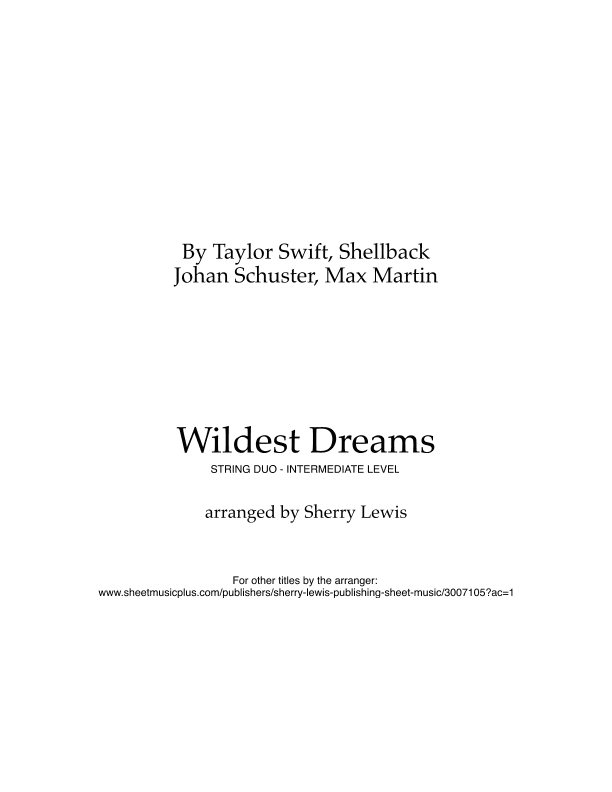 Wildest Dreams (arr. Sherry Lewis)
