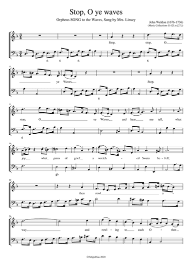Stop O ye waves (arr. Early Music Scores)
