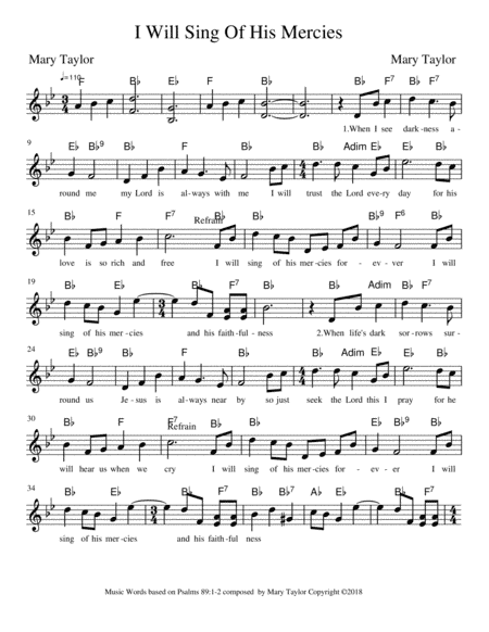 I Will Sing Of His Mercies