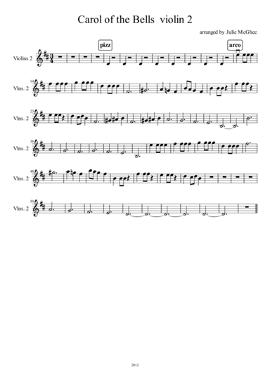 Carol of the Bells for Strings (violin 2) (arr. Julie McGhee)