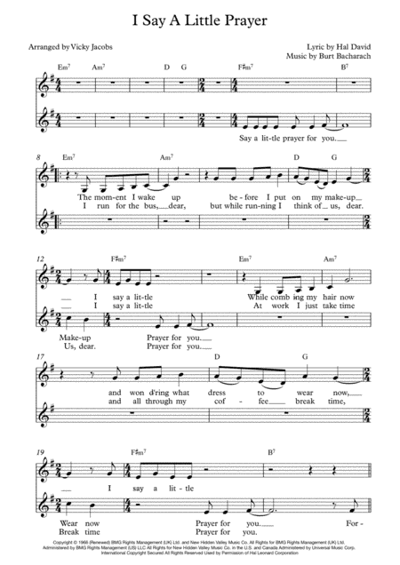 I Say A Little Prayer (arr. Vicky Jacobs)