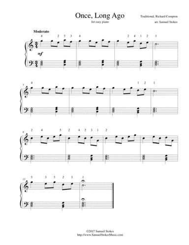 Once, Long Ago - for easy piano (arr. Samuel Stokes)
