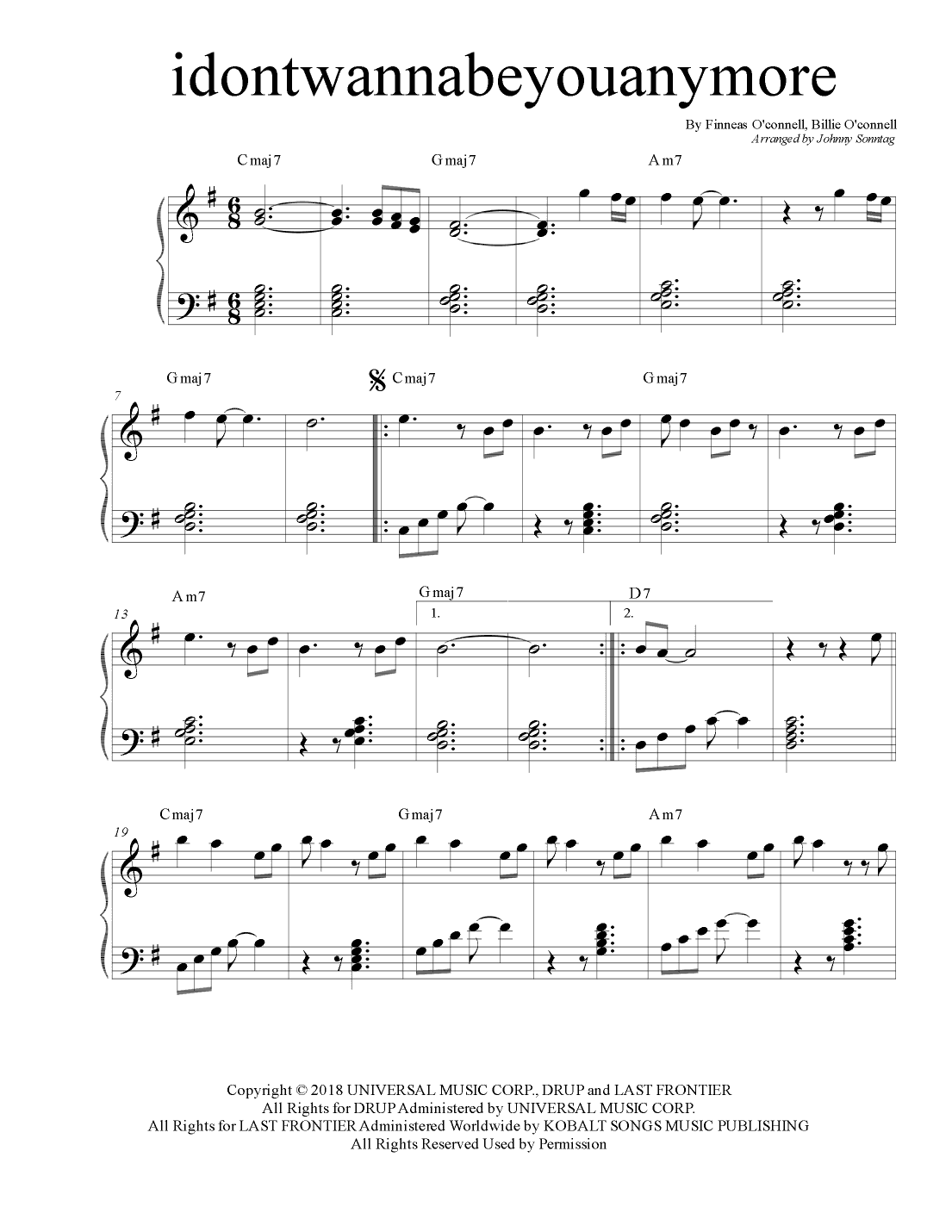 Idontwannabeyouanymore (arr. Johnny Sonntag)