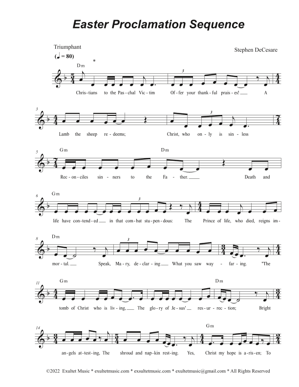 Easter Proclamation Sequence (Unison choir - Low Key)