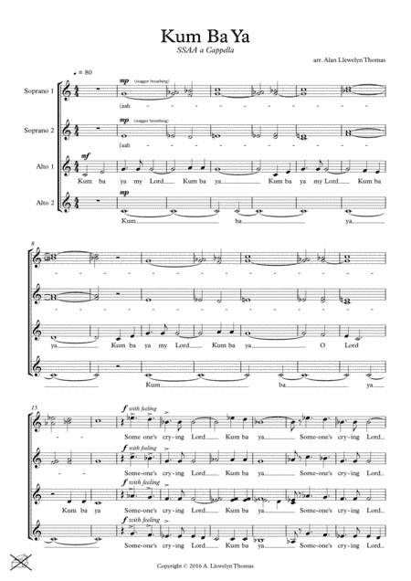 Kum Ba Ya  -  SSAA Choir,  A Cappella (arr. Alan Llewelyn Thomas)