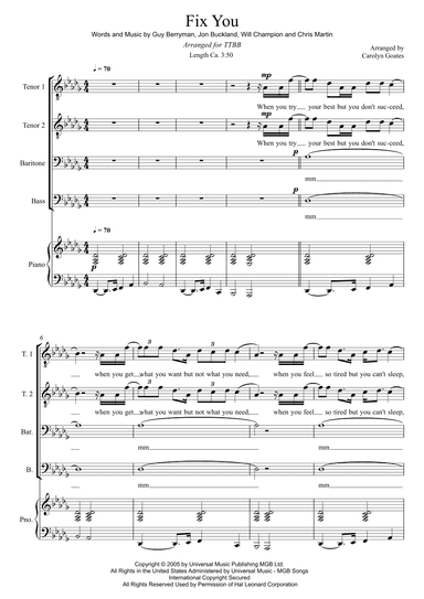 Fix You (arr. Carolyn Goates)