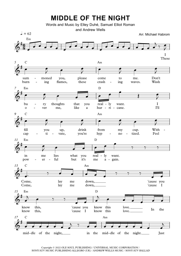 Middle Of The Night (arr. Michael Habrom)