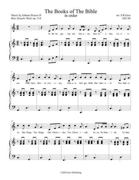 Strauss Melody for the Books of the Bible (arr. S.R.Geer, ASCAP)