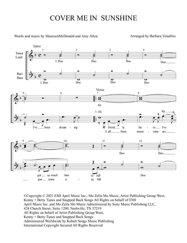Cover Me In Sunshine (arr. Barbara Venables)