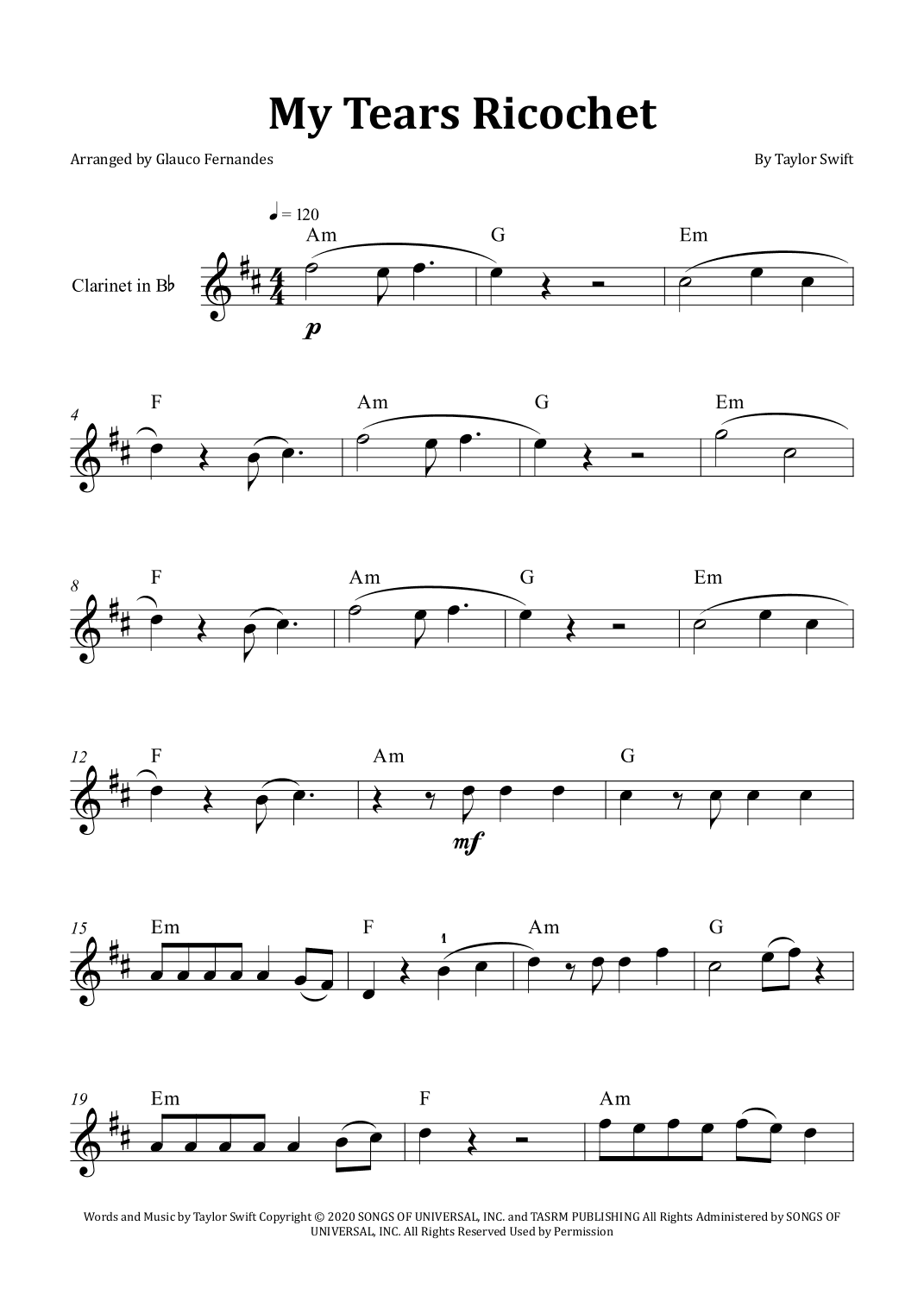 My Tears Ricochet (arr. Glauco Fernandes)